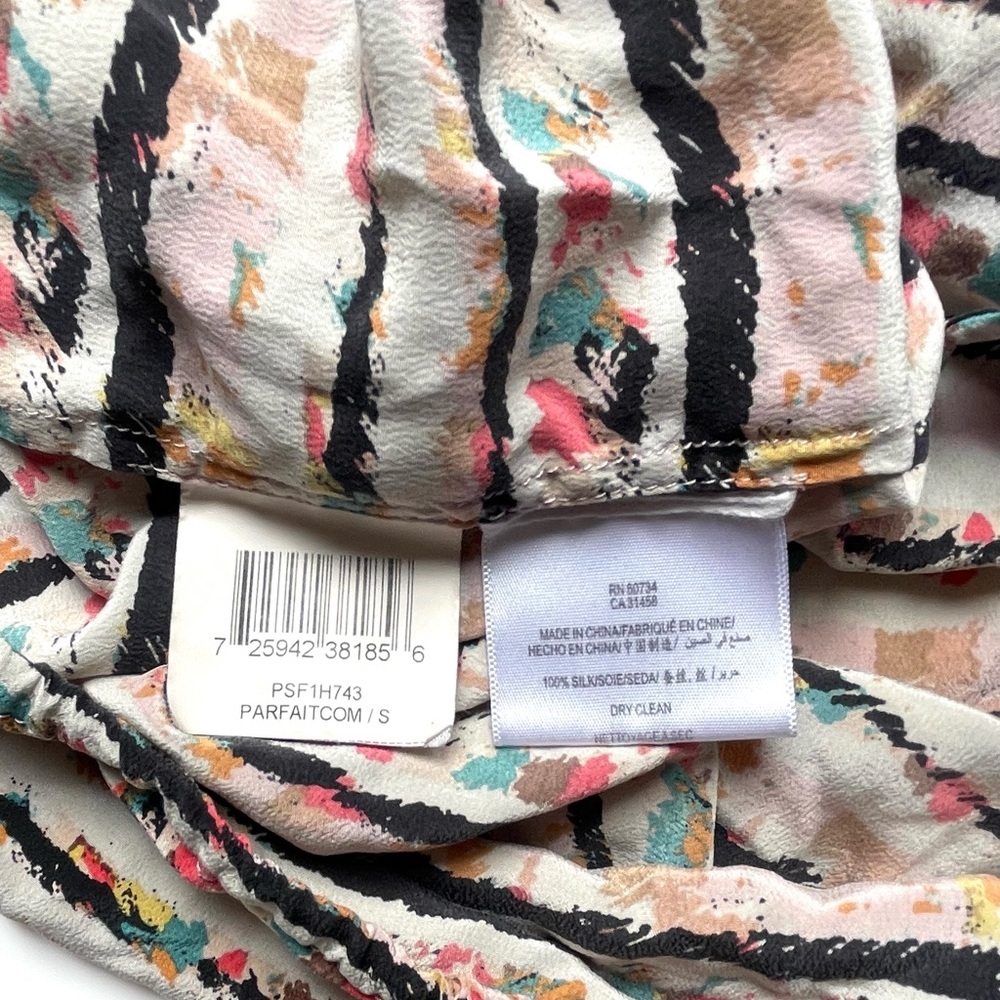 BCBGMaxAzria silk printed Multicolor Striped Blouse - Picture 9 of 9